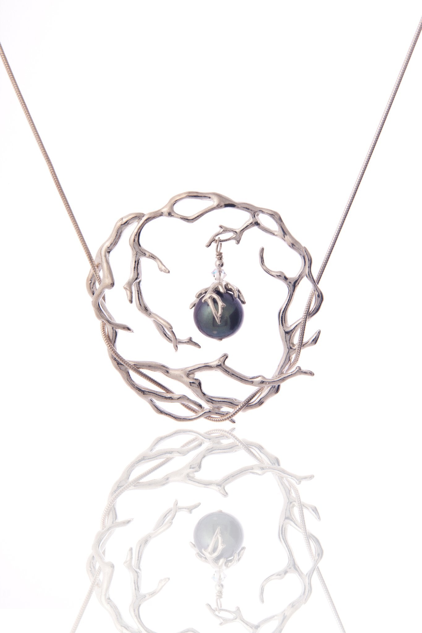 Collier Spirale d'énergie avec perle noire