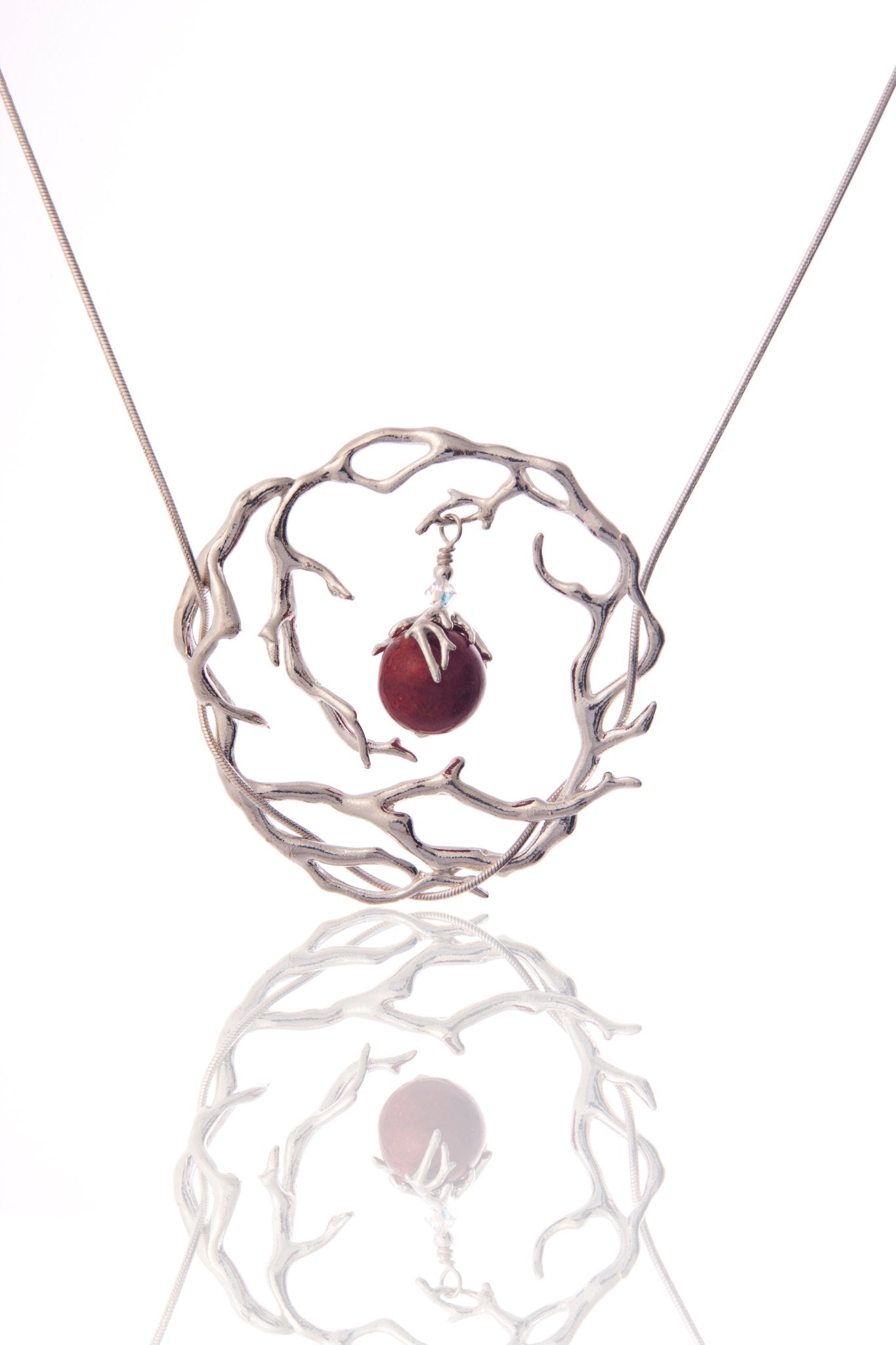 Collier Spirale d'énergie avec corail éponge rouge