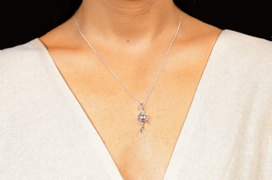 Collier Ballerine Corail avec Perle Rosée 8mm