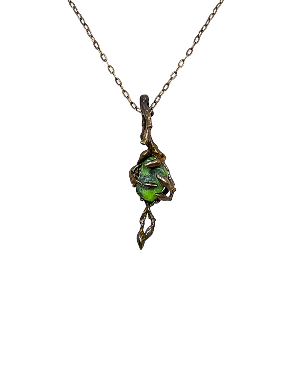 Collier ballerine 8mm en Bronze Gaspéite Brute avec chaine en laiton couleur nickel bronze