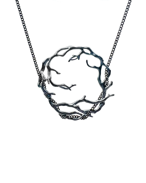 Collier spirale d'énergie en argent oxydé