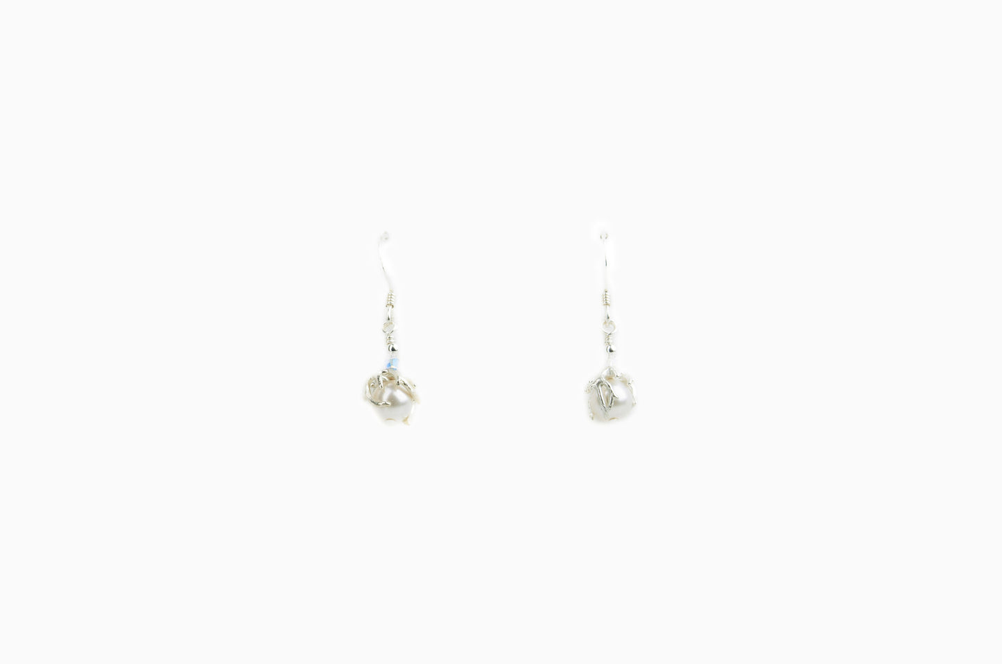 Boucles d'Oreilles Corail Couronne avec Perle Blanche Swarovski