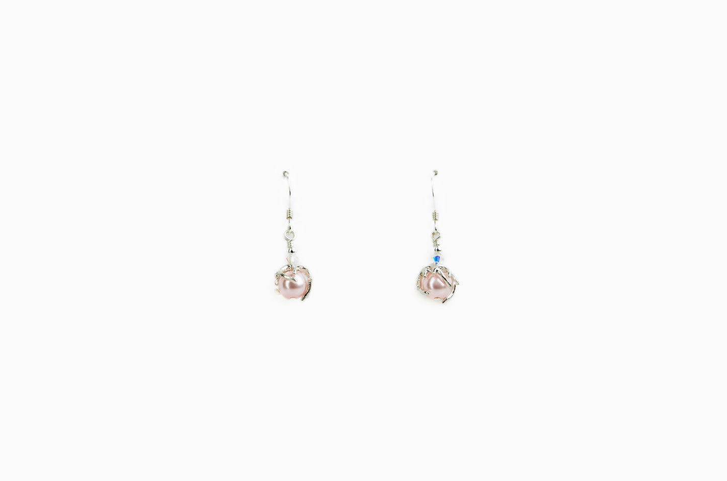 Boucles d'Oreilles Corail Couronne avec Perle Rosée Swarovski