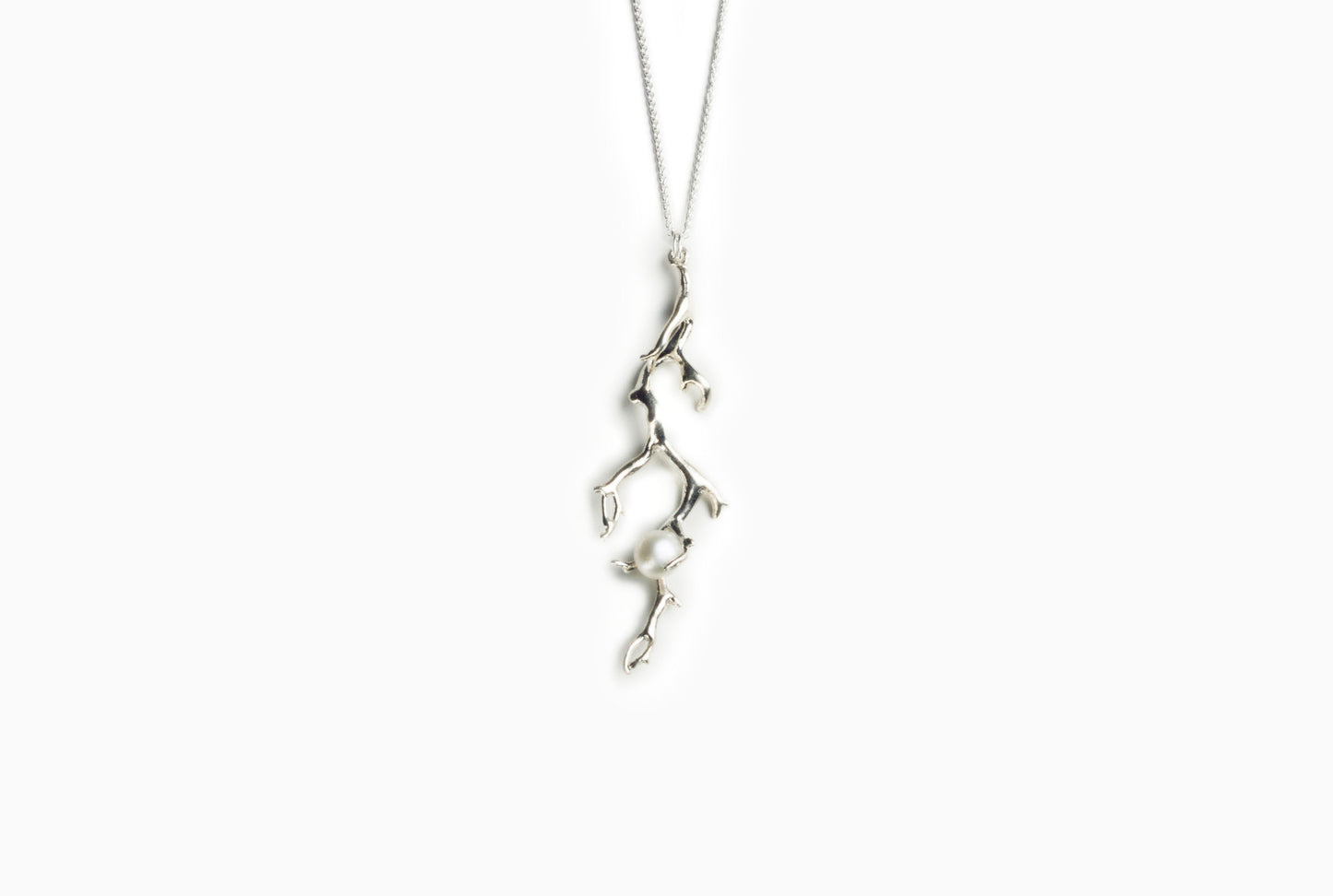 Collier Corail Charleston Zen en Argent avec Perle Blanche