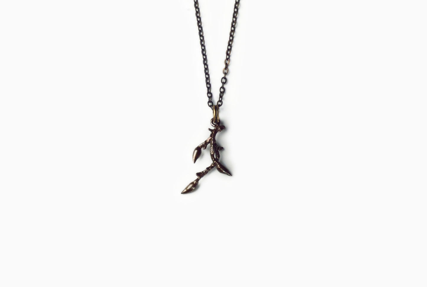 Collier Brindille 22mm en Bronze avec chaine en laiton couleur nickel bronze