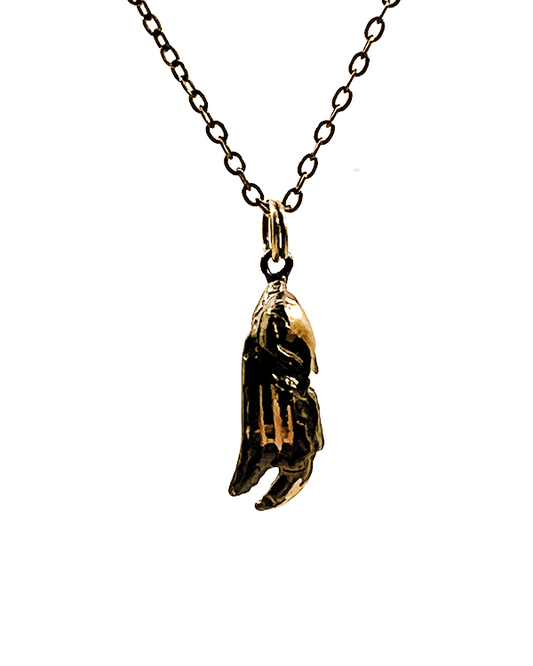 Collier Pince de crabe Gaspésie avec chaine en laiton couleur nickel bronze